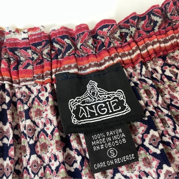 Angie Boho Baby Doll Dress Small Bell Sleeve Full Skirt Elastic Neckline - Picture 7 of 8